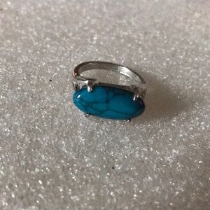 Turquoise Stone925  Silver Ring - Blue Oval Gem
